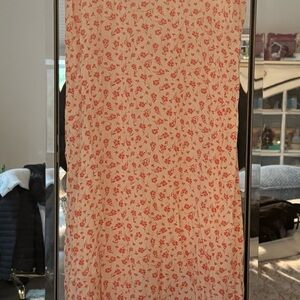 Cream Maxi Dress with Red Floral Print